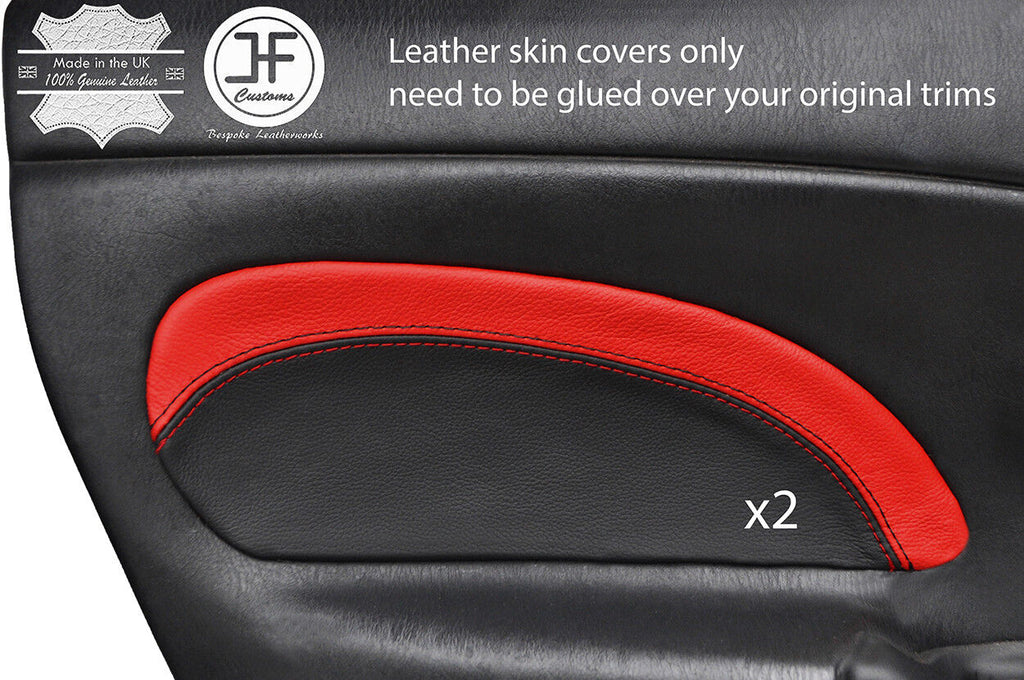 BLACK & RED 2X DOOR CARD TRIM LEATHER COVER FOR MAZDA MX5 MK2 2.5 MIATA 01-05