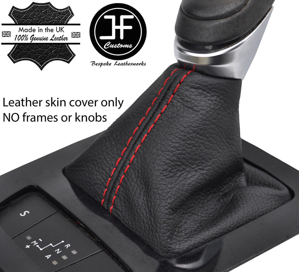 RED STITCH TOP GRAIN LEATHER AUTO AUTOMATIC GEAR GAITER FOR PEUGEOT 508 11-17