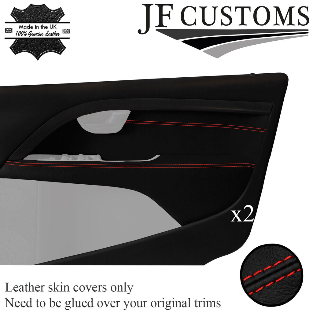 RED STITCH LEATHER 2X FRONT DOOR CARD TRIM + ARMREST COVER FOR VOLVO S80 07-16