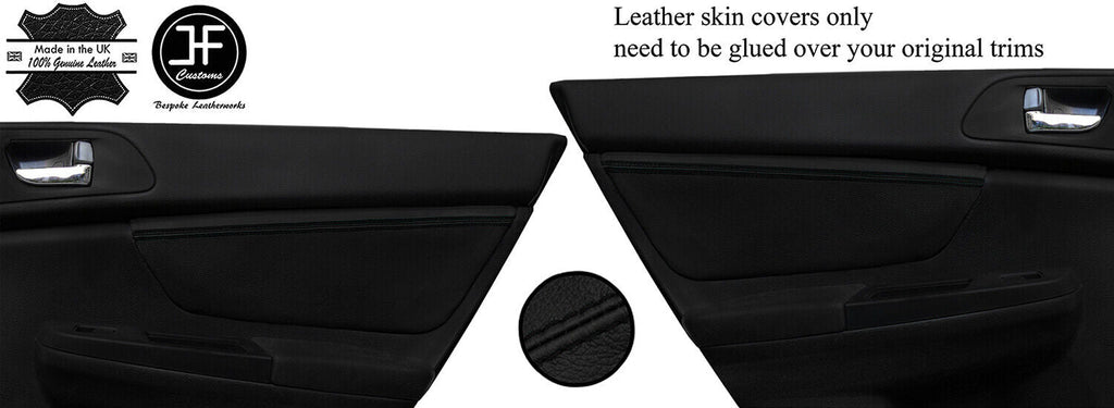 BLACK STITCHING 2X REAR DOOR CARD TRIM LEATHER COVERS FITS SUBARU XV 2012-2016