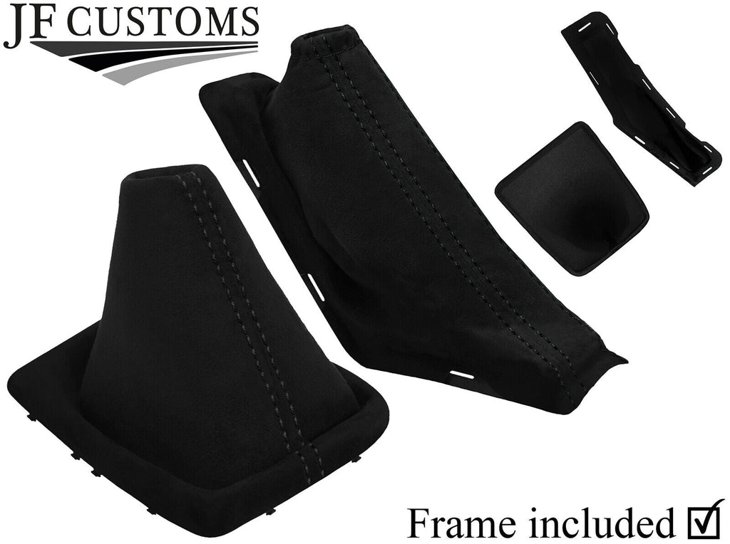 BLACK STITCH LUXE SUEDE GEAR+HANDBRAKE+PLASTIC FRAMES FOR FORD FOCUS MK2 08-11