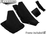 BLACK STITCH LUXE SUEDE GEAR+HANDBRAKE+PLASTIC FRAMES FOR FORD FOCUS MK2 08-11