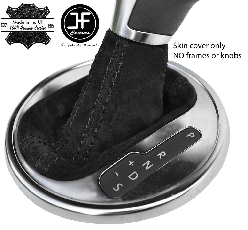 BLACK STITCH DSG AUTOMATIC REAL SUEDE GEAR GAITER FITS VW BEETLE 2012-2018