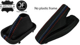 BLACK & TRI STITCH FITS BMW 5 E60 E61 03-07 AUTOMATIC GEAR HANDBRAKE CUSTOM NEW