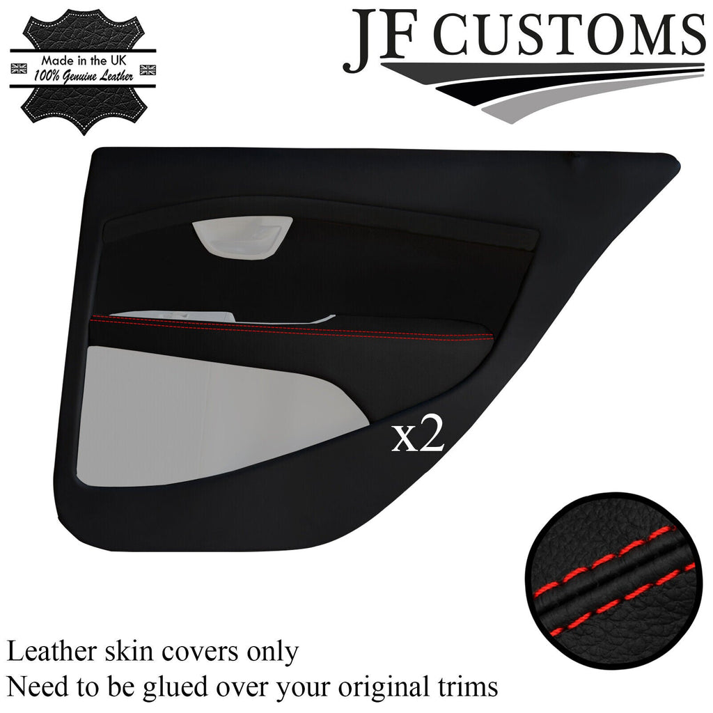 RED STITCH ITALIAN LEATHER 2X REAR DOOR ARMREST COVER FOR VOLVO S80 07-16