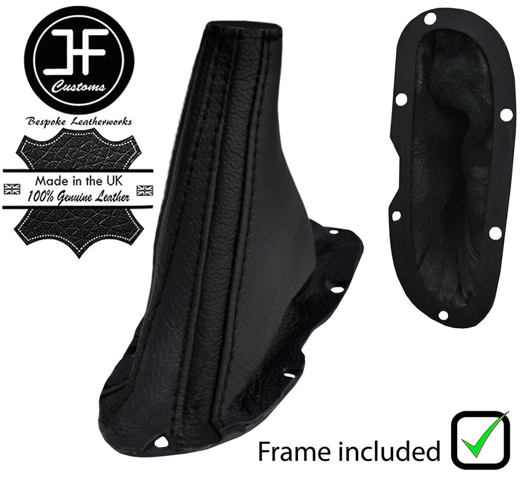 BLACK&BLACK STRIPE LEATHER HANDBRAKE GAITER+PLASTIC FRAME FOR DODGE VIPER 03-06