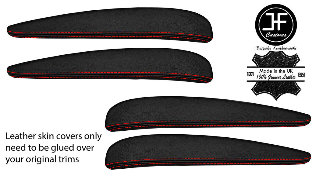 RED STITCH 4X TOP DOOR CARD TRIM LEATHER COVERS FOR JAGUAR S-TYPE 1999-2008