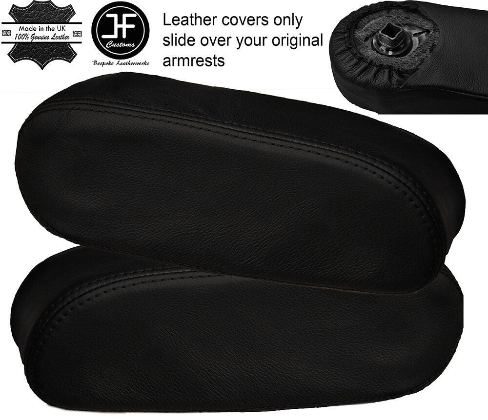 BLACK  STITCHING 2X SEAT ARMREST LEATHER COVERS FITS ISUZU TROOPER 1991-2002