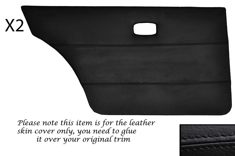 BLACK STITCH 2X REAR DOOR CARDS SKIN COVER FITS VW GOLF MK1 JETTA CADDY MK1 5DR