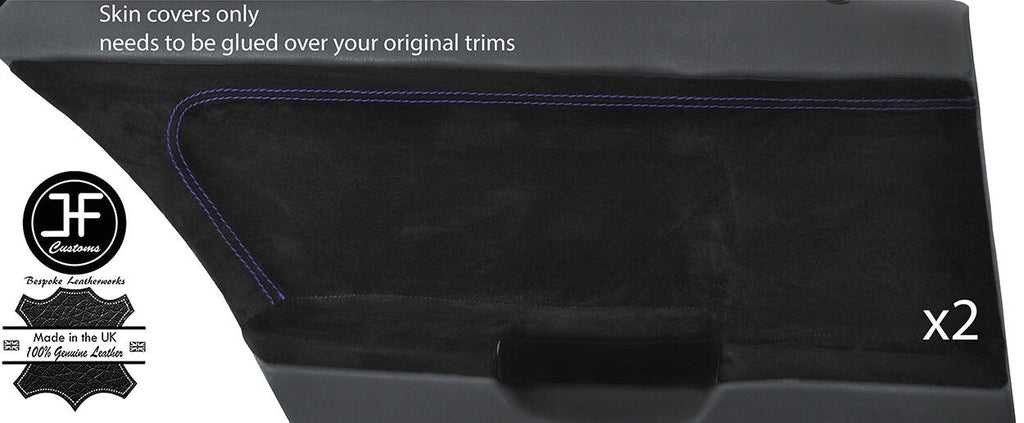 PURPLE STITCH 2X REAR DOOR CARD SUEDE COVERS FOR BMW E36 SALOON TOURING STYLE 2
