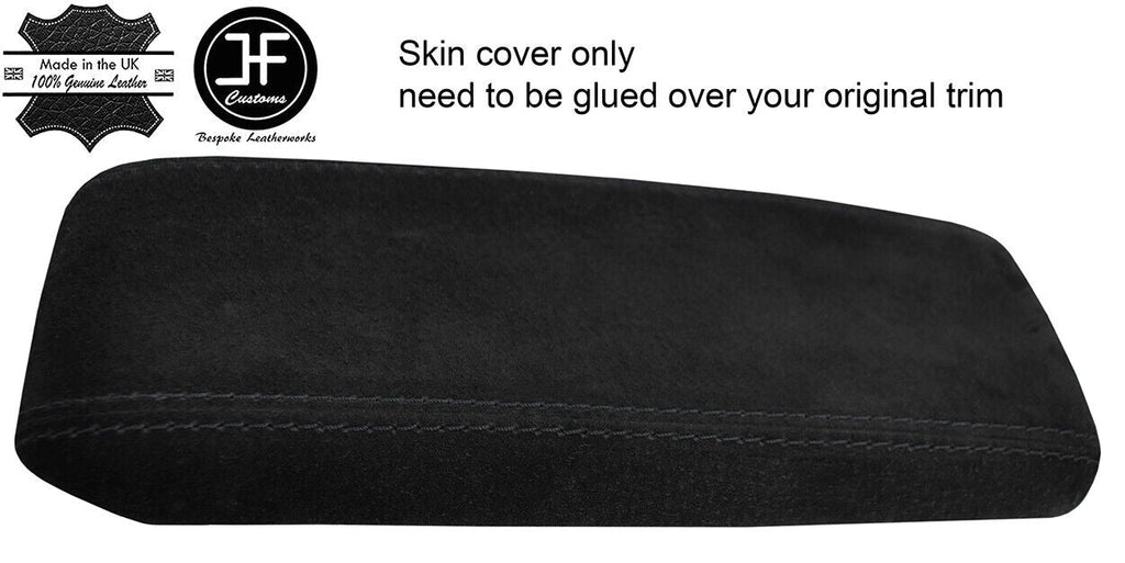 BLACK STITCHING REAL SUEDE ARMREST COVER FITS MAZDA CX3 CX-3 2015-2018