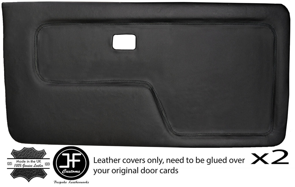 BLACK STITCH 2X FRONT DOOR CARD LTHR COVERS FITS BMW 3 SERIES E30 COUPE STYLE 2