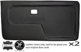 BLACK STITCH 2X FRONT DOOR CARD LTHR COVERS FITS BMW 3 SERIES E30 COUPE STYLE 2