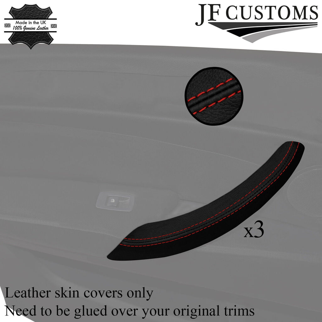 DSG2 D RED STITCH 3X DOOR HANDLE LEATHER SKIN COVERS FOR BMW X6 E71 E72 07-14