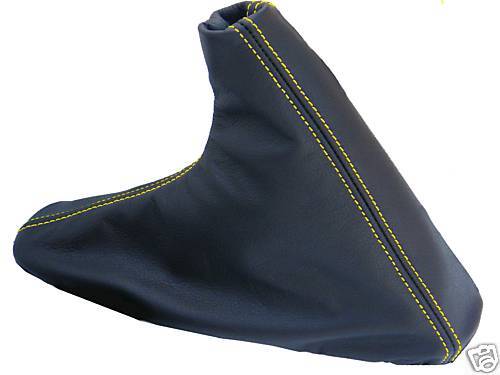 FITS BMW E90 LEATHER HANDBRAKE GAITER YELLOW STITCH 05+ CUSTOM NEW MADE IN UK