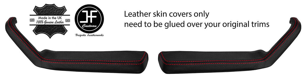 RED STITCH 2X DOOR HANDLE ARMREST LEATHER COVERS FOR VW GOLF MK1 CABRIO