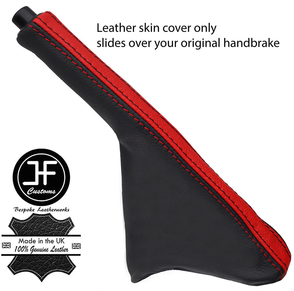 BLACK & RED LEATHER HANDBRAKE GAITER FOR VW GOLF MK3 JETTA VENTO CABRIO 91-02