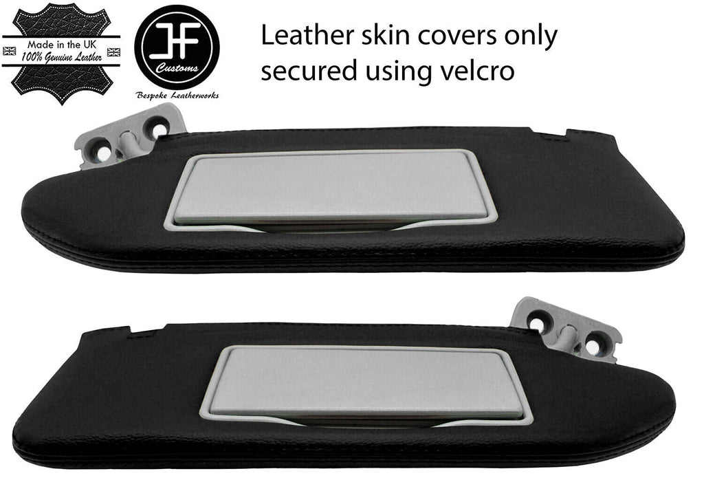 BLACK REAL LEATHER 2X SUN VISORS COVERS FITS VOLVO V70  MK2 2000-2007 CUSTOM NEW