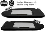 BLACK REAL LEATHER 2X SUN VISORS COVERS FITS VOLVO V70  MK2 2000-2007 CUSTOM NEW