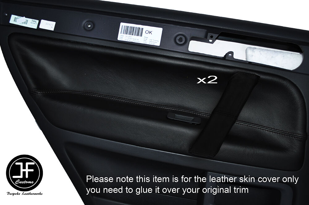 BLACK STITCH 2X REAR DOOR CARD TRIM LEATHER SKIN COVERS FITS VW TOUAREG 02-11