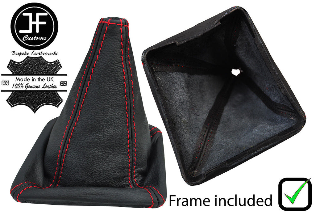 RED STITCH LEATHER GEAR GAITER + PLASTIC FRAME FOR VW GOLF MK1 RABBIT JETTA