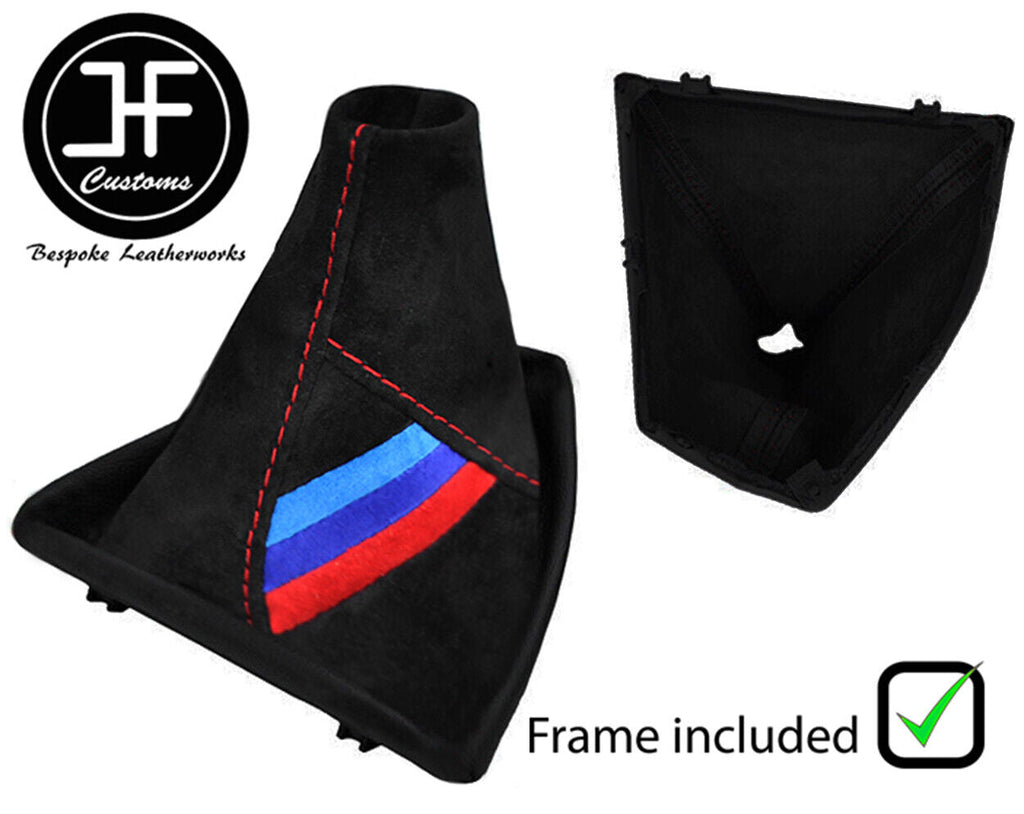 RED STITCH TRI STRIPE SUEDE GEAR GAITER + PLASTIC FRAME FOR BMW 3 F30 F31 12-16
