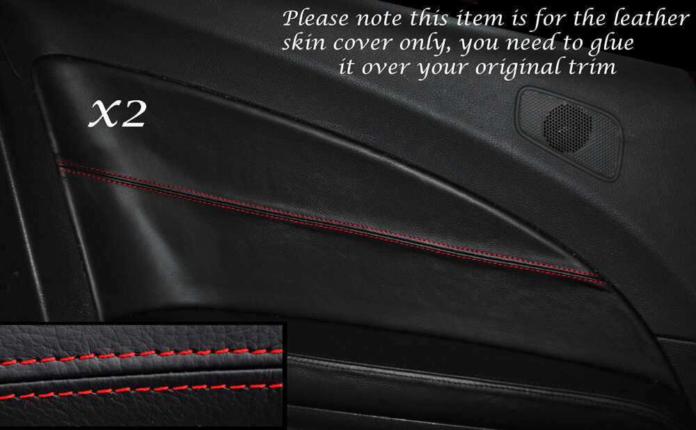 RED STITCH 2X REAR DOOR CARD TRIM LEATHER COVERS FITS VW SCIROCCO 2008-2014