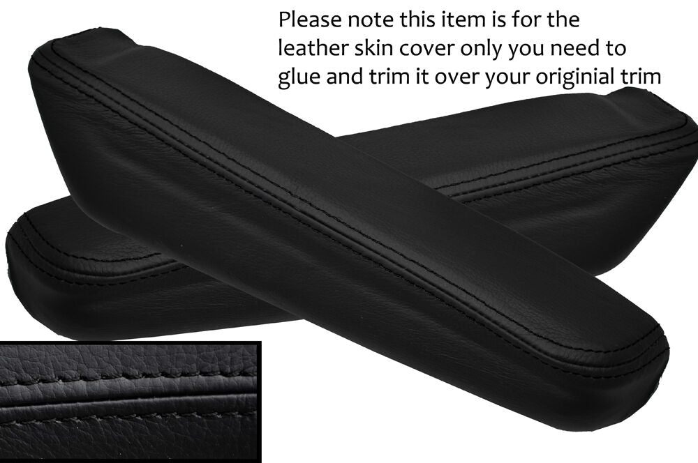 BLACK STITCH 2X REAR DOOR ARMREST LEATHER SKIN COVERS FITS FORD CAPRI MK3 78-87