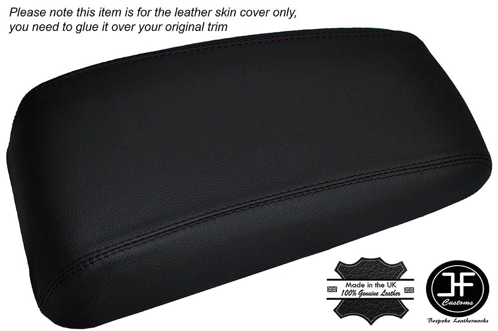 BLACK STITCHING LEATHER SKIN ARMREST LID COVER FITS FORD TAURUS 2001-2005