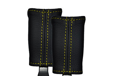 YELLOW STITCH 2X FRONT SEAT BELT STALK SKIN COVERS FITS SUZUKI CAPPUCCINO 91-95