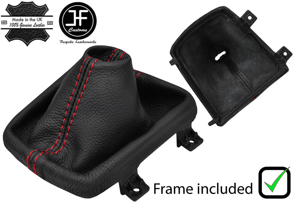 RED STITCH LEATHER MANUAL GEAR GAITER+PLASTIC FRAME FITS MAZDA 2 2014-2018