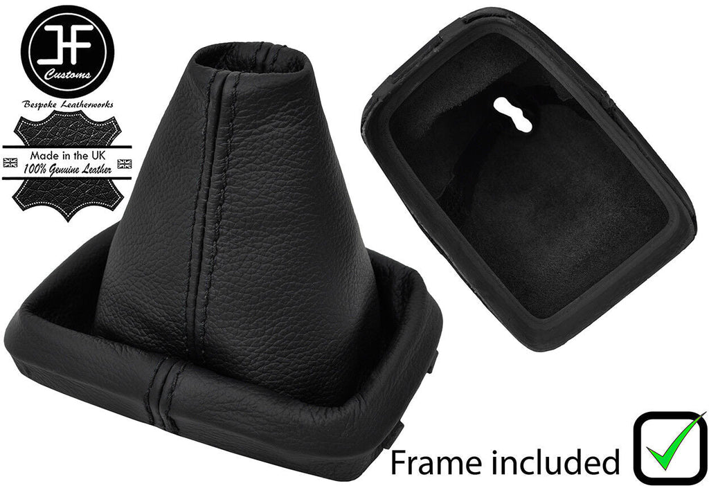 BLACK STITCH LEATHER GEAR GAITER+PLASTIC FRAME FOR SEAT ALHAMBRA MK2 00-06
