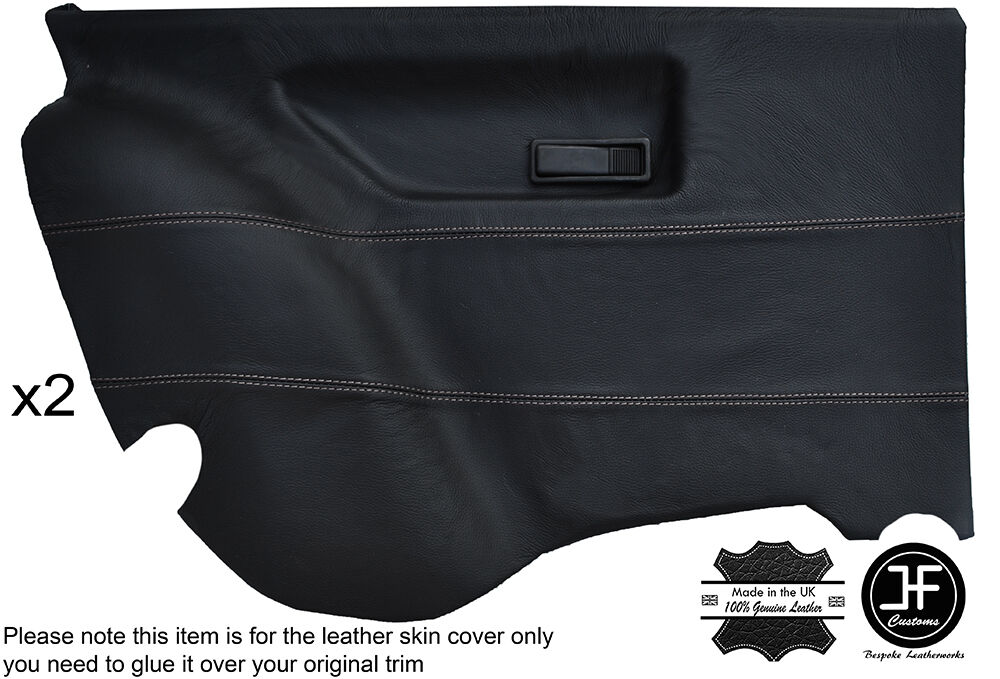 GREY STICH 2X REAR DOOR CARD LEATHER COVER FITS FORD ESCORT MK3 S1 RS TURBO