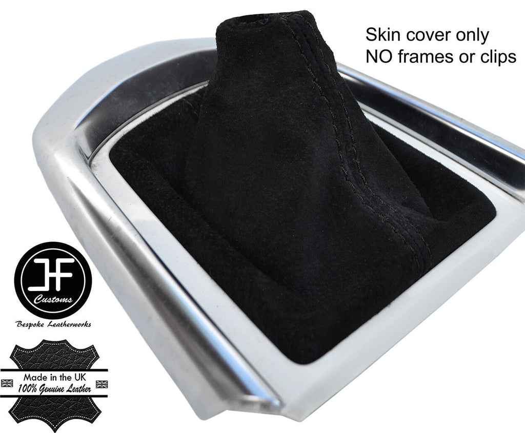 BLACK STITCH REAL SUEDE MANUAL GEAR GAITER FITS MAZDA 2 2014-2018 CUSTOM NEW