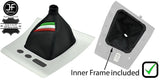 BLACK STITCH ITALIAN STRIPE GEAR GAITER+ PLASTIC FRAME FOR ALFA ROMEO 159 05-11