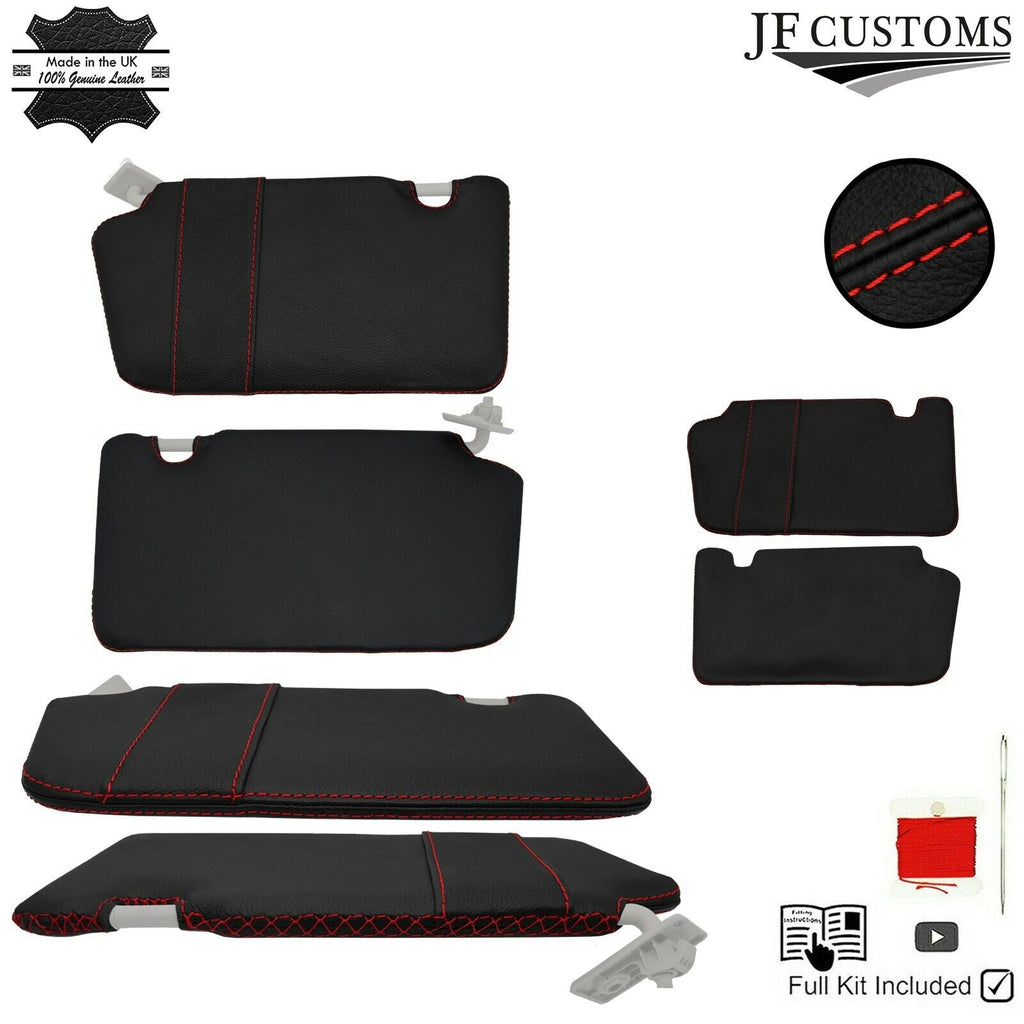 RED CROSS STITCH 2X SUN VISOR LEATHER COVERS FOR NISSAN MICRA K13 10-16