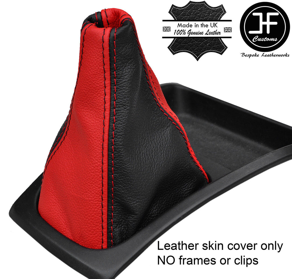 BLACK & RED TOP GRAIN LEATHER GEAR GAITER FITS SUBARU IMPREZA WRX STI 92-98