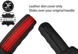 BLACK & RED STRIPE HANDBRAKE HANDLE REAL LEATHER COVER FOR CORVETTE C5 97-04