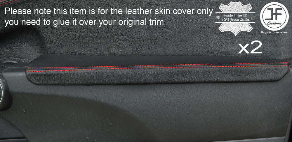 RED STICH 2X FRONT DOOR ARMREST LEATHER COVERS FITS TOYOTA SCION TC 2005-2010