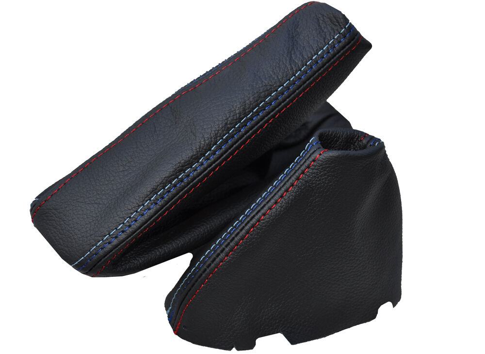 FITS BMW E46 SMG GEAR STICK HANDBRAKE GAITER 100% LEATHER TRI STITCH CUSTOM NEW