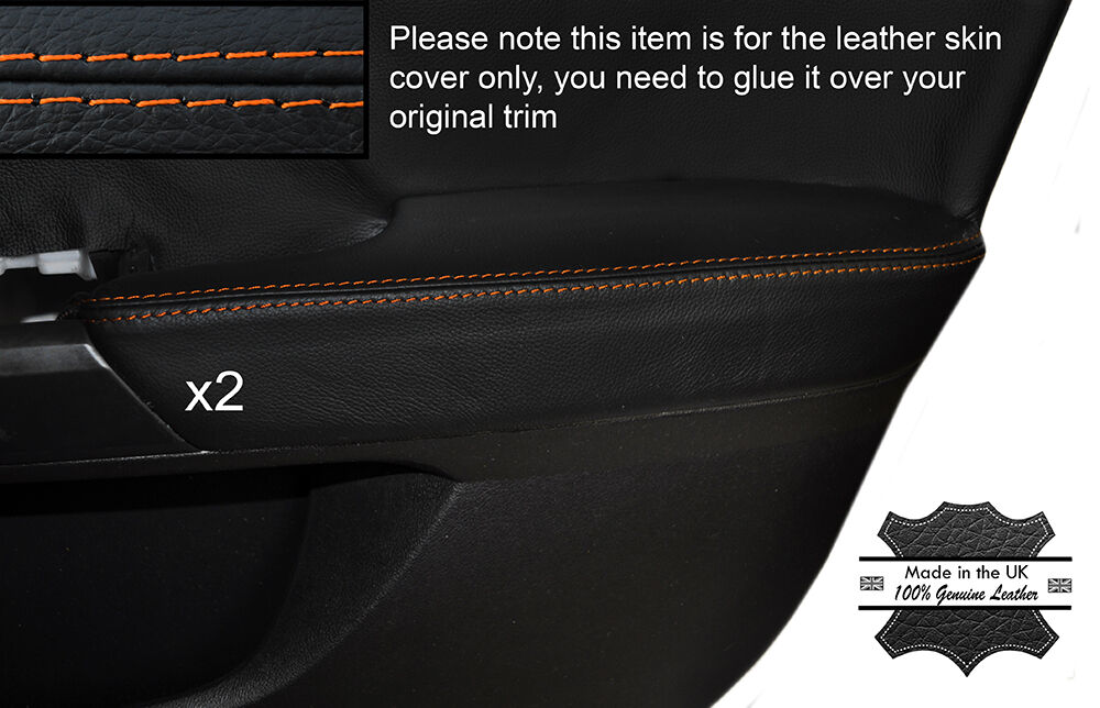 ORANGE STICH 2X FRONT DOOR ARMREST LEATHER COVERS FITS HONDA ACCORD MK8 08-12