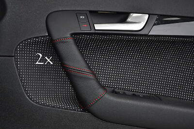 FITS AUDI A3 04-09  2X DOOR HANDLE COVERS red stitch CUSTOM NEW MADE IN UK