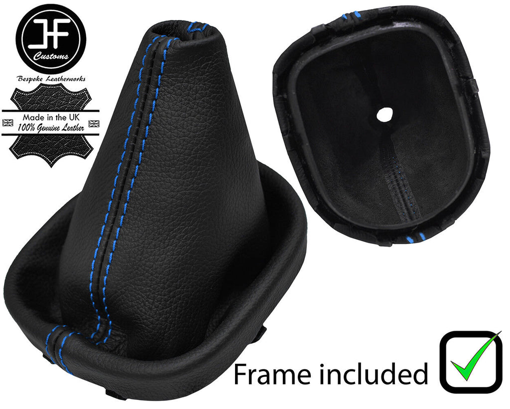 BLUE STITCH LEATHER MANUAL GAITER + PLASTIC FRAME FITS VW CADDY & MAXI 04-15