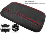 RED STITCHING CARBON FIBER VINYL  ARMREST LID COVER FITS MAZDA RX7 RX-7 92-01