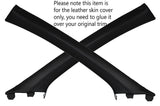 BLACK STITCH 2X A POST PILLAR LEATHER SKIN COVERS FITS NISSAN QASHQAI 2007-2013