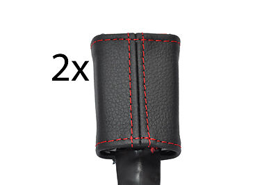 red stitch FITS SEAT IBIZA MK4 2002-2008 2X FRONT SEAT BELT STALK LEATHER COVERS