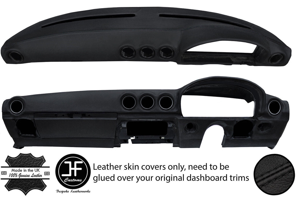 BLACK STITCH DASH DASHBOARD REAL LEATHER COVER FITS MERCEDES SL C107 R107 71-89