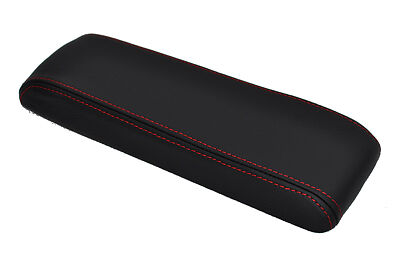 FITS ALFA ROMEO MITO 2009+ BLACK LEATHER ARMREST COVER red stitching CUSTOM NEW