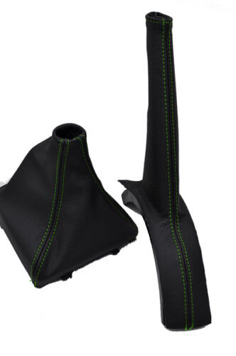 FITS SEAT IBIZA 2009+ GEAR HANDBRAKE GAITER green stiching CUSTOM NEW MADE IN UK