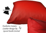 1X RED EXCLUSIVE LUXURY GENUINE LEATHER CUSHION DOUBLE STITCHED 20" x 20"